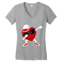 Funny Valentines Day Dabbing Heart For Kids Adults Valentine Long Slee Women's V-neck T-shirt | Artistshot