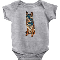 Sitting German Shepherd Dog With Mouth Open Isolated On A White Backgr Baby Bodysuit | Artistshot