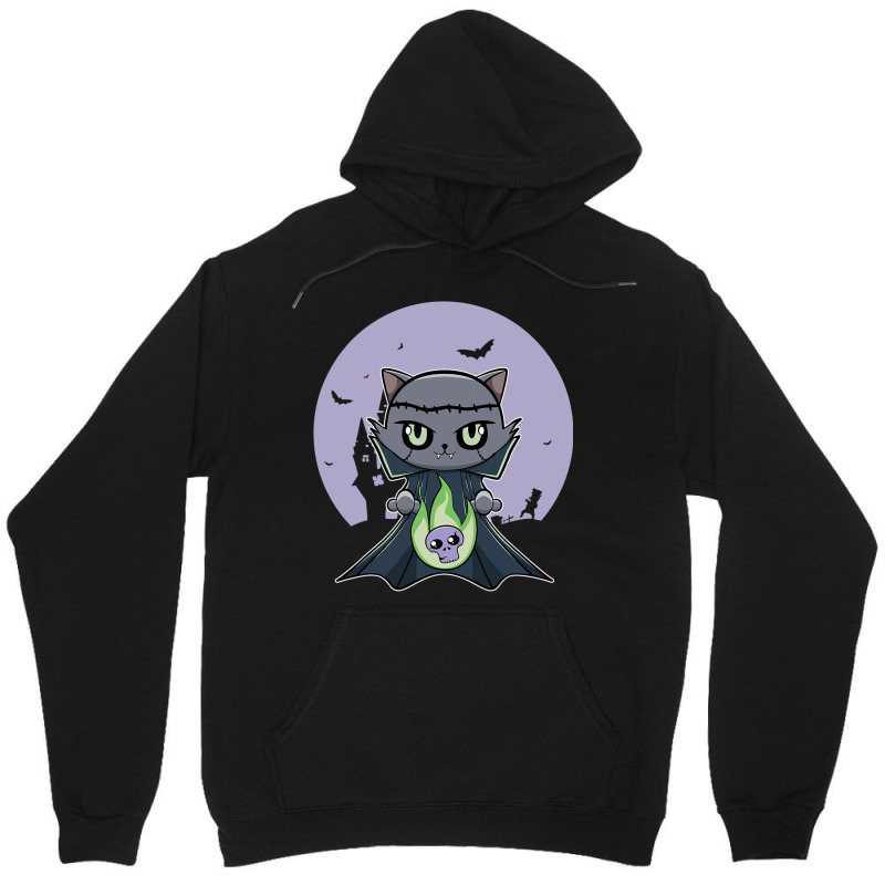 Black Cat Vampire Dracula And Magic Anime Halloween Fire Unisex Hoodie | Artistshot