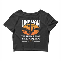 Electrician Lineman The Invisible First Responder Wireman T Shirt Crop Top | Artistshot