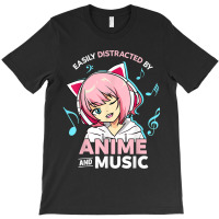 Easily Distracted By Anime And Music Women Anime Teen Girls T-shirt | Artistshot