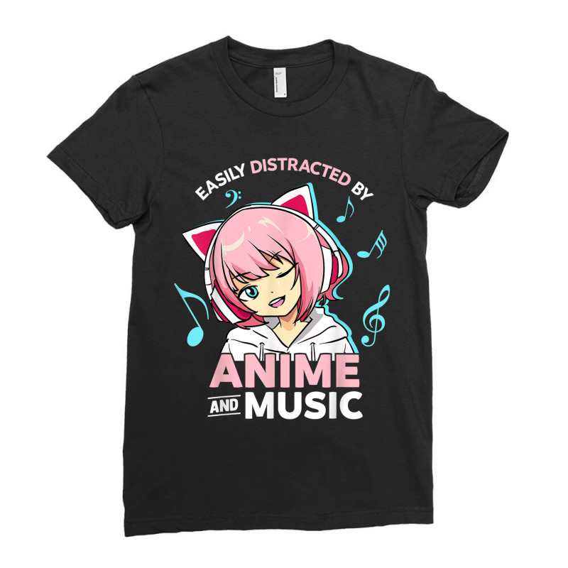 Easily Distracted By Anime And Music Women Anime Teen Girls Ladies Fitted T-Shirt by MadisonDesign | Artistshot