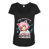 Easily Distracted By Anime And Music Women Anime Teen Girls Maternity Scoop Neck T-shirt | Artistshot