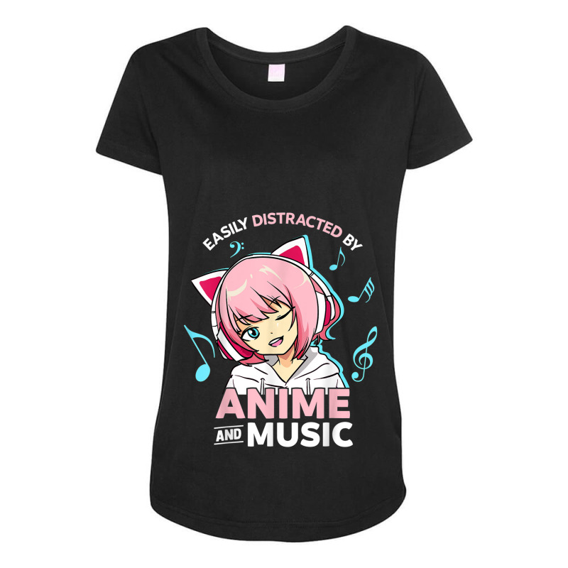 Easily Distracted By Anime And Music Women Anime Teen Girls Maternity Scoop Neck T-shirt by MadisonDesign | Artistshot