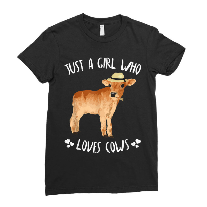 Fun Cute Just A Girl Who Loves Cows Ladies Fitted T-Shirt by MadisonDesign | Artistshot