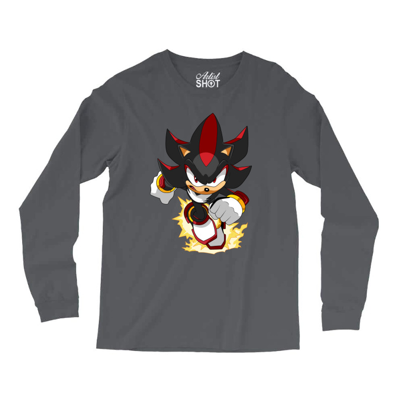 Black Super Hedgehog Running Forward Long Sleeve Shirts | Artistshot