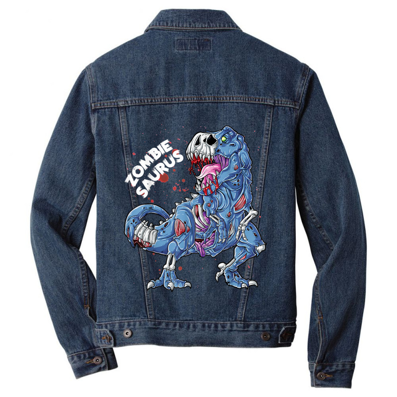 Zombie Saurus Halloween Boys Dinosaur T Rex Skeleton Skull Women Men Men Denim Jacket | Artistshot