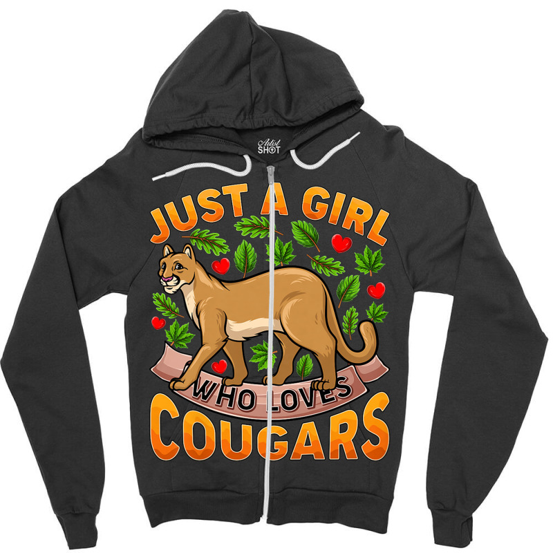 Funny Cougar Animal Lover Just A Girl Who Loves Cougars Premium Zipper Hoodie by MadisonDesign | Artistshot