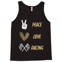 Women's Racing Design Kids Girls Peace Love Racing Race Flag Video Gam Tank Top | Artistshot