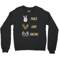 Women's Racing Design Kids Girls Peace Love Racing Race Flag Video Gam Crewneck Sweatshirt | Artistshot