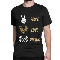 Women's Racing Design Kids Girls Peace Love Racing Race Flag Video Gam Classic T-shirt | Artistshot