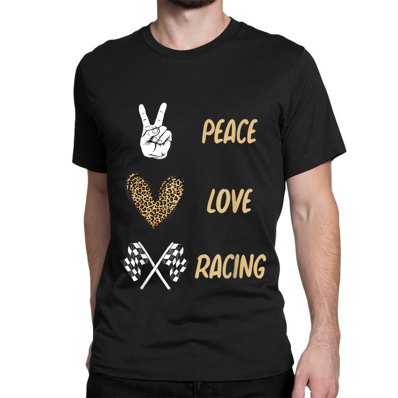 Women's Racing Design Kids Girls Peace Love Racing Race Flag Video Gam Classic T-shirt by CaleDesign | Artistshot