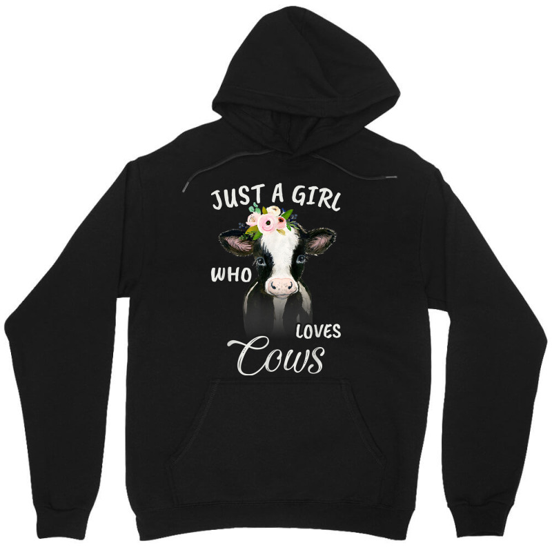 Funny Gift Watercolor Just A Girl Who Loves Cows Unisex Hoodie by MadisonDesign | Artistshot