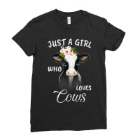 Funny Gift Watercolor Just A Girl Who Loves Cows Ladies Fitted T-shirt | Artistshot