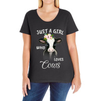 Funny Gift Watercolor Just A Girl Who Loves Cows Ladies Curvy T-shirt | Artistshot