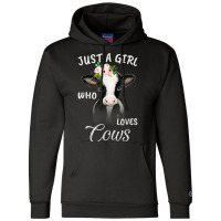 Funny Gift Watercolor Just A Girl Who Loves Cows Champion Hoodie | Artistshot