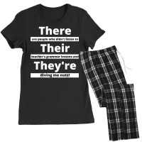 There Their They're English Grammar Funny Teacher T Shirt Women's Pajamas Set | Artistshot