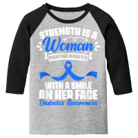 Woman Fighting Diabetes Warrior Diabetic Diabetes Awareness T Shirt Youth 3/4 Sleeve | Artistshot