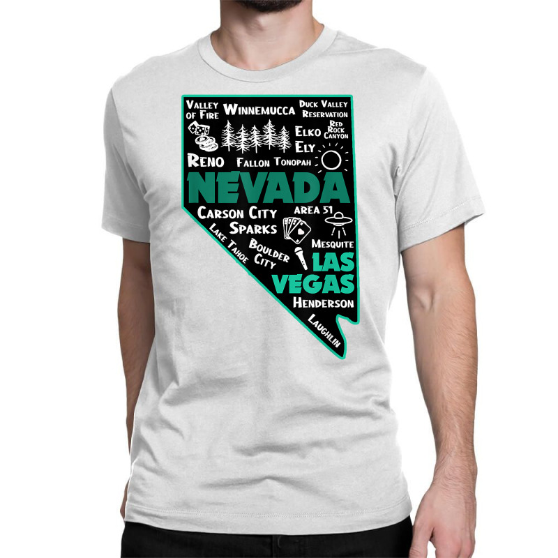 Nevada Las Vegas Map Winnemucca Reno Elko Ely Carson City T Shirt Classic T-shirt | Artistshot