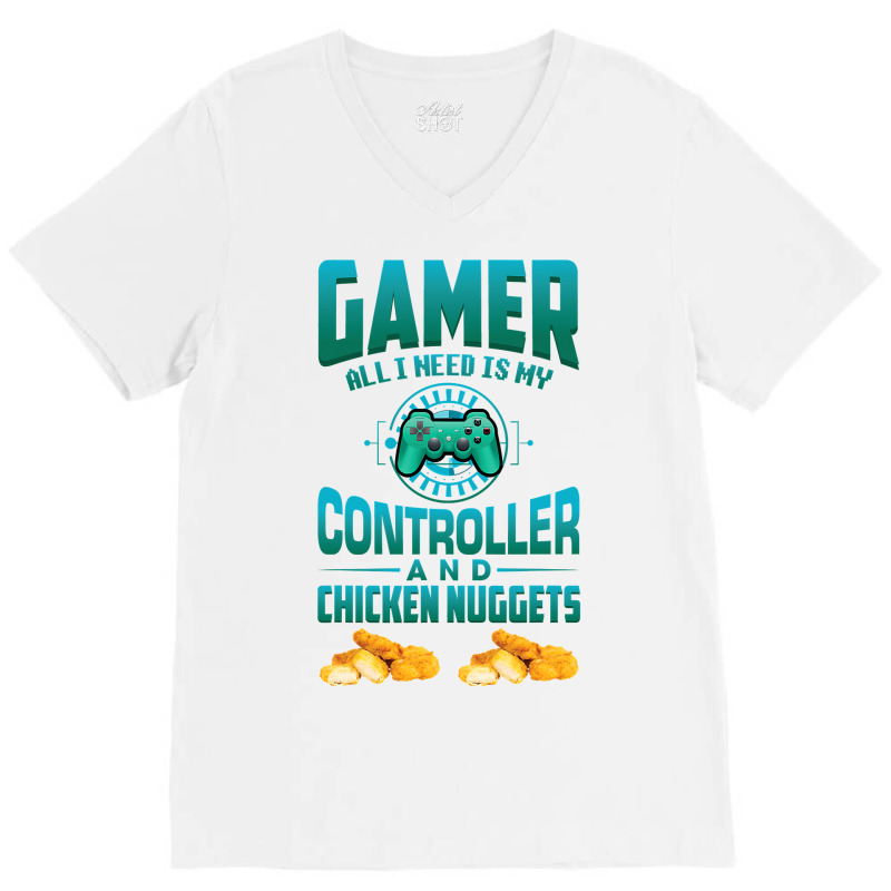 Gamer  For Kids Adults Video Games Chicken Nuggets V-neck Tee | Artistshot