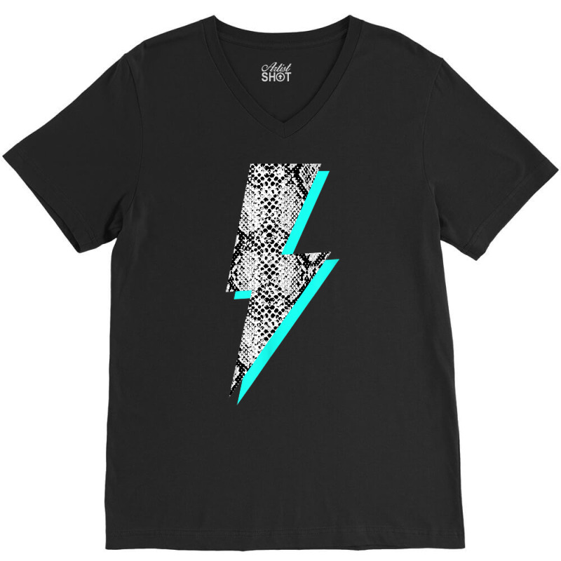 Snakeskin Lightning Bolt Animal Print T Shirt V-Neck Tee by liobuthieleb3 | Artistshot