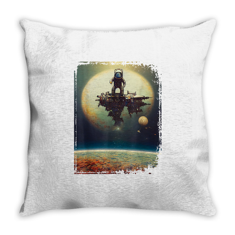 Astronaut Stranded On A Destroyed Space Station Solar System T Shirt Throw Pillow | Artistshot