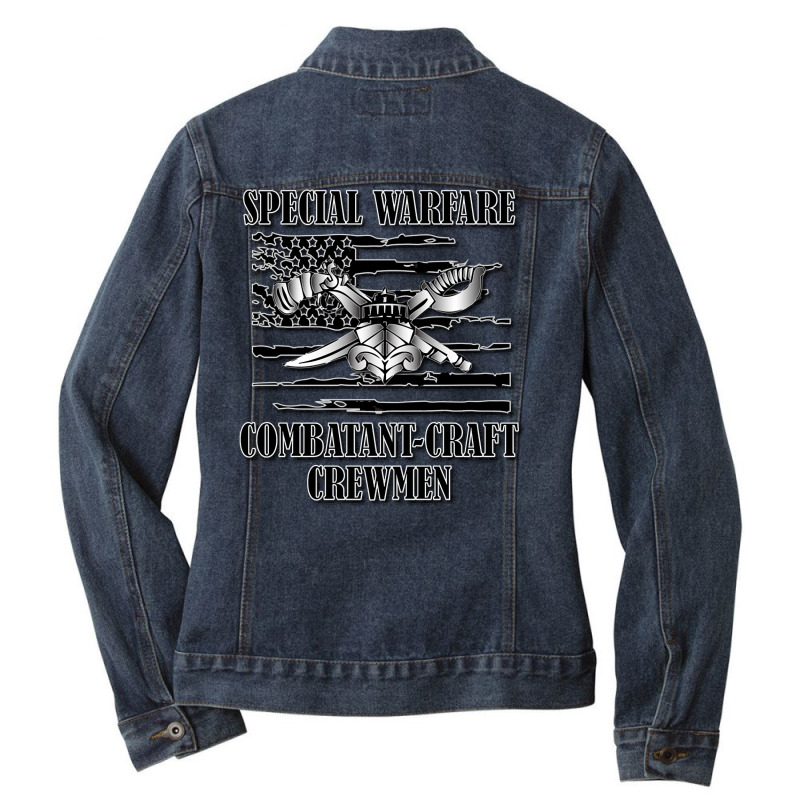 Us Naval Swcc (back Design) Pullover Hoodie Ladies Denim Jacket by munceylsareiasjr | Artistshot