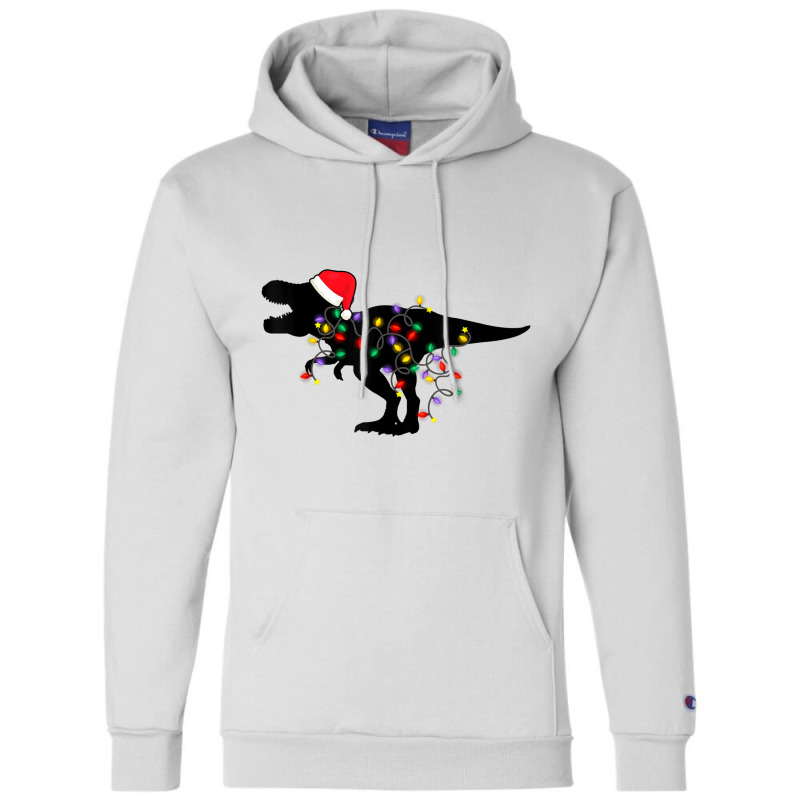 Dinosaur Christmas Lights T Rex Xmas Pajamas Boys Kids Adult Graphic Champion Hoodie | Artistshot