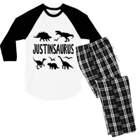 Dinosaur T Rex Justin Justinsaurus Boys Dino Name My Favorite People Men's 3/4 Sleeve Pajama Set | Artistshot