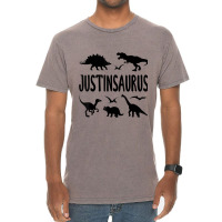 Dinosaur T Rex Justin Justinsaurus Boys Dino Name My Favorite People Vintage T-shirt | Artistshot