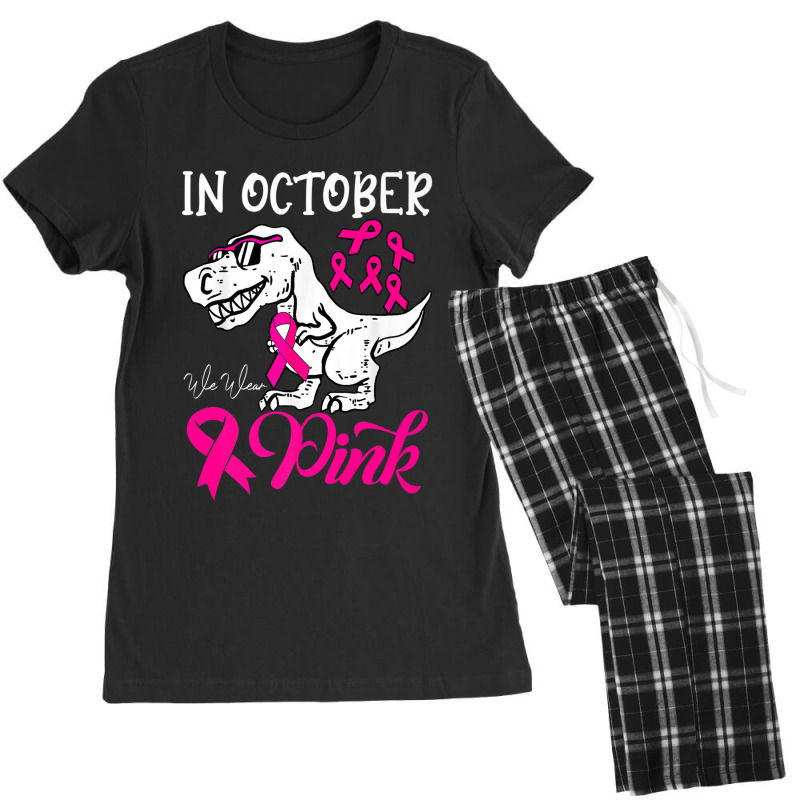 In October We Wear Pink Dinosaur Breast Cancer Awareness Women's Pajamas Set by MadisonDesign | Artistshot