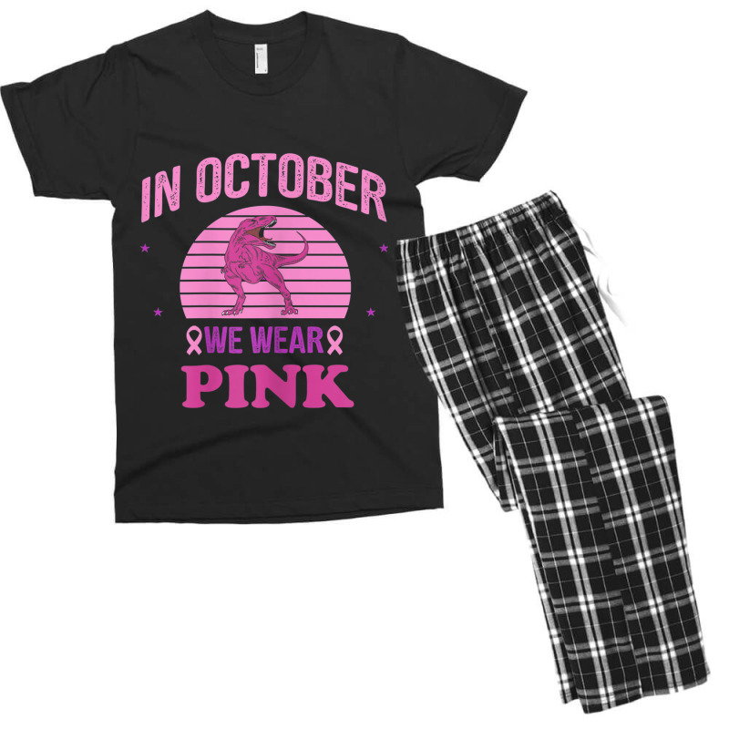 In October We Wear Pink Dinosaurs Witch Breast Cancer Men's T-shirt Pajama Set by MadisonDesign | Artistshot