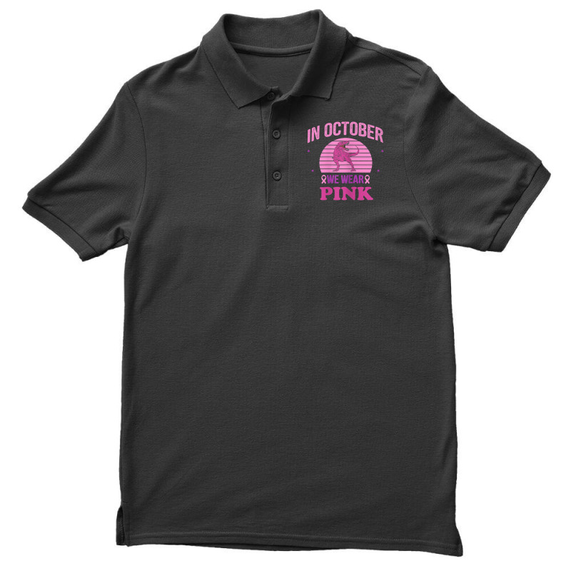 In October We Wear Pink Dinosaurs Witch Breast Cancer Men's Polo Shirt by MadisonDesign | Artistshot