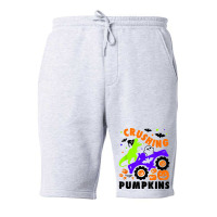 Happy Halloween Crushing Pumpkin Monster Truck Dinosaur Funny Gifts Me Fleece Short | Artistshot