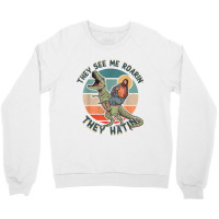 They See Me Roarin They Hatin - Jesus Riding A Dinosaur Music Retro Crewneck Sweatshirt | Artistshot