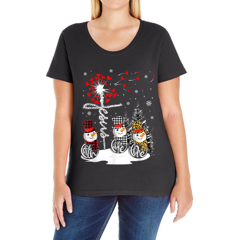 Faith Hope Love Snowman Jesus Dandelion Christian Christmas Women My F Ladies Curvy T-Shirt by FrederickDesign | Artistshot