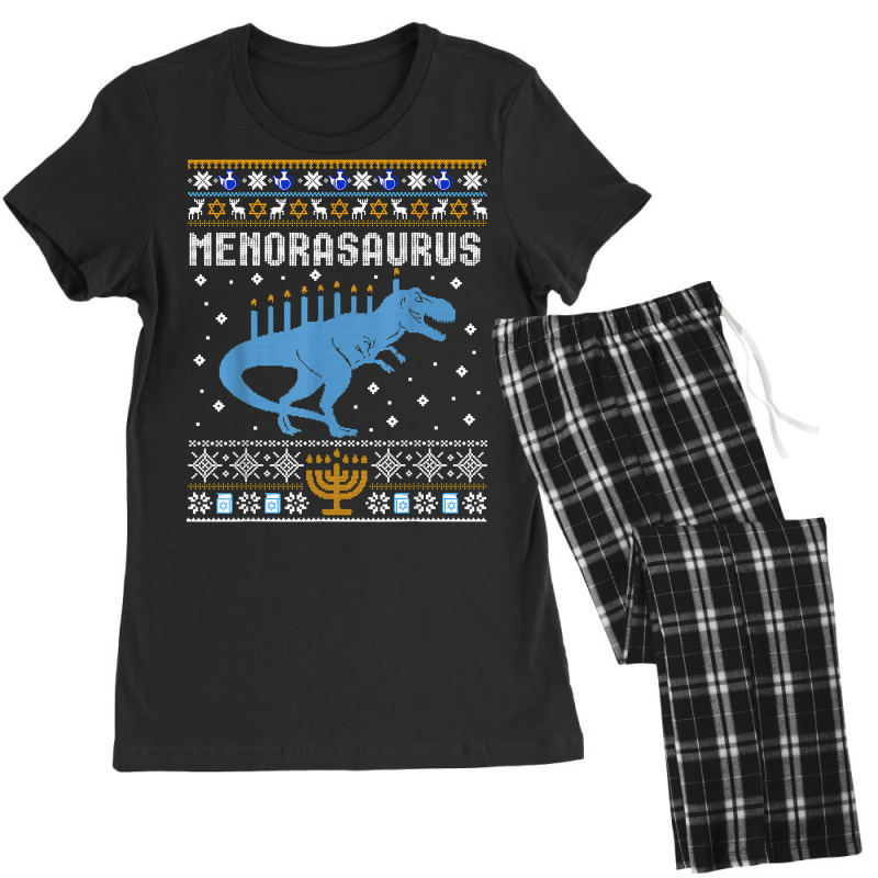 Custom Funny Ugly Hanukkah Sweater Dinosaur Menorah Dino Boys Mens