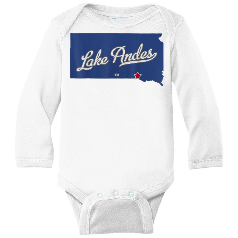 Lake Andes South Dakota Sd Map T Shirt Long Sleeve Baby Bodysuit by dubrayhecallezhd | Artistshot