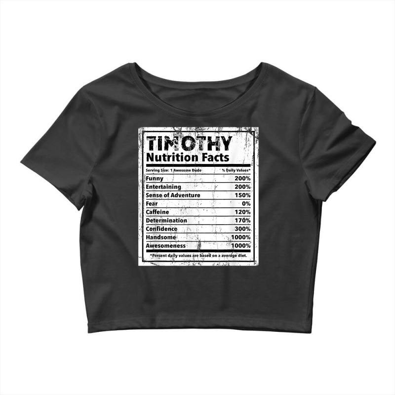 Timothy Nutrition Facts Funny Name Humor Nickname T Shirt Crop Top by pilusoekyokeln | Artistshot