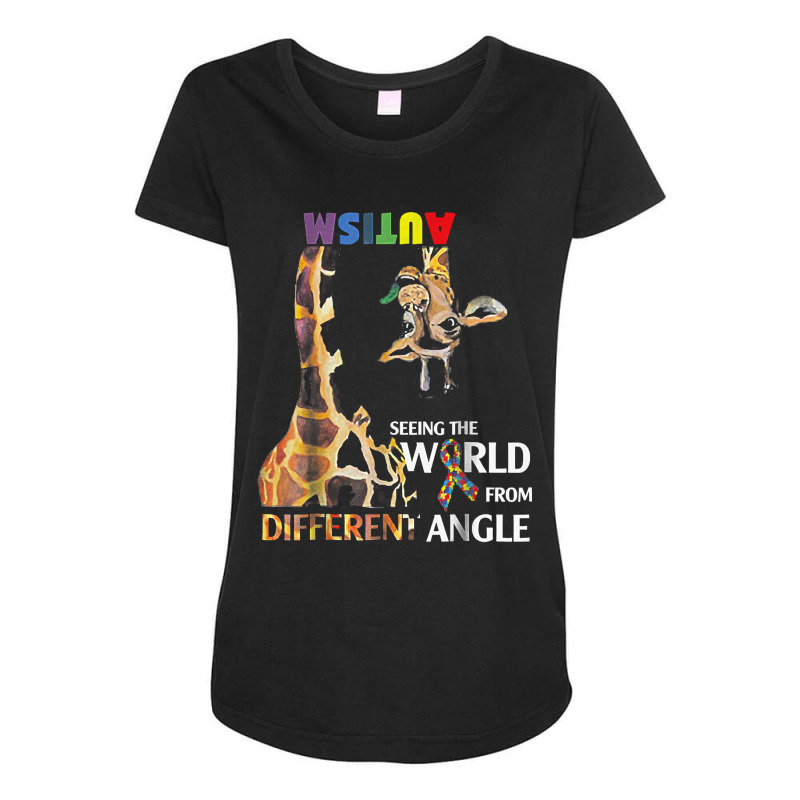 Giraffe Autism Seeing The World From Different Angle Tshirt T Shirt Maternity Scoop Neck T-shirt by sieuduong86 | Artistshot