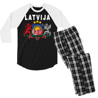 Latvian Language Latvija Emblem Premium T Shirt Men's 3/4 Sleeve Pajama Set | Artistshot