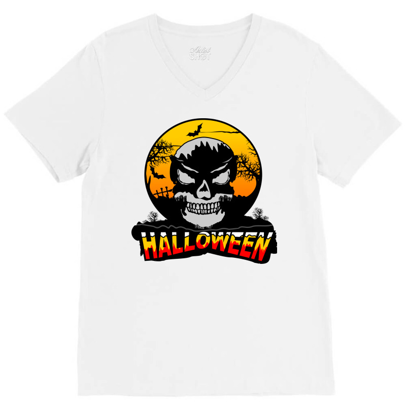 Halloween Graphic T-shirt Design And Typography V-neck Tee | Artistshot