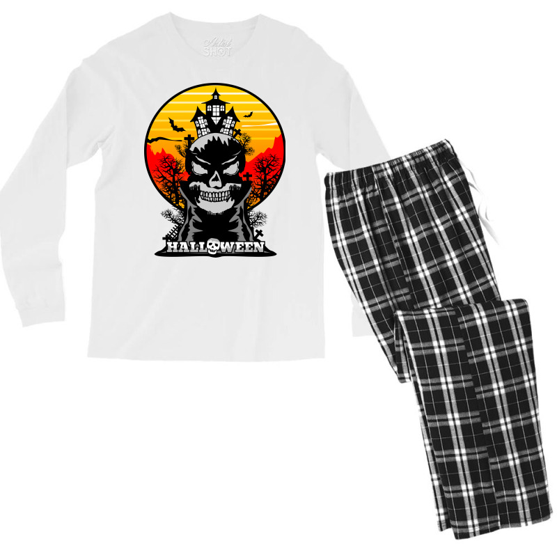 Halloween Graphic T-shirt Design And Typography Men's Long Sleeve Pajama Set | Artistshot