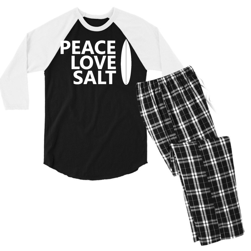 Peace Love Salt   Surfboard Men's 3/4 Sleeve Pajama Set | Artistshot