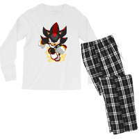 Black Super Hedgehog Running Forward Men's Long Sleeve Pajama Set | Artistshot