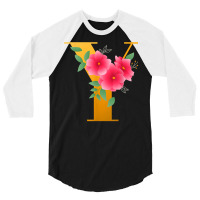 Floral Y Alphabet Cute Initial Monogram Letter Y Graphic T Shirt 3/4 Sleeve Shirt | Artistshot