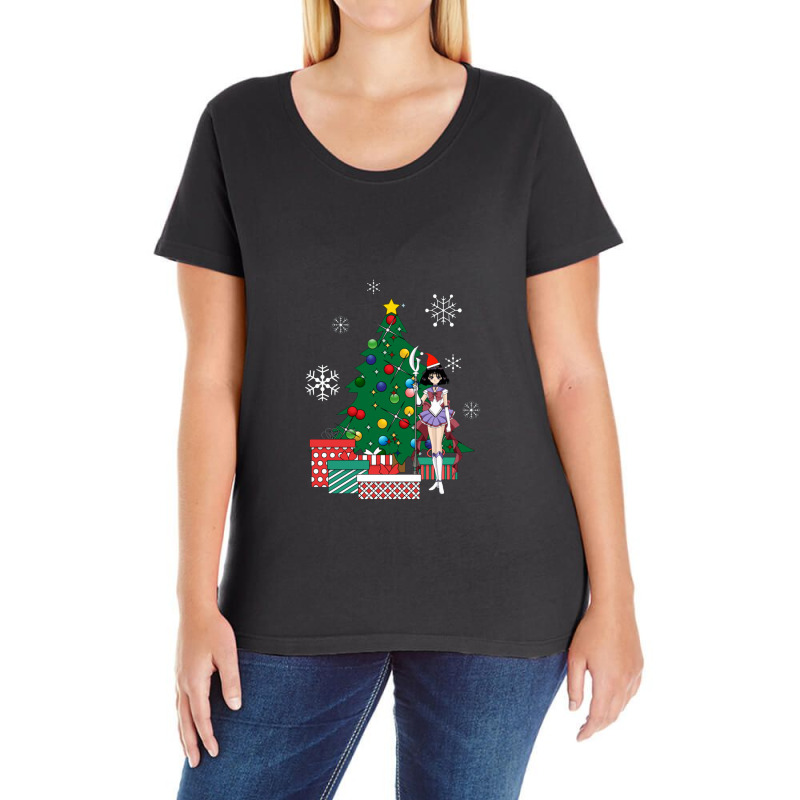 Saturn Around The Christmas Tree Sailor Moon Ladies Curvy T-Shirt by acesenpaii | Artistshot