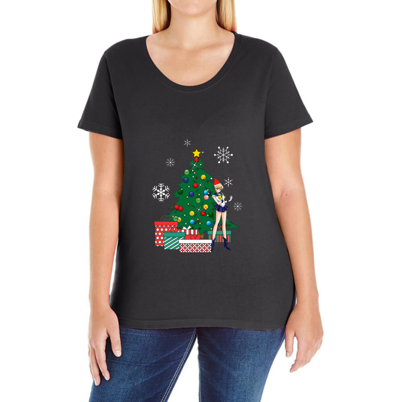 Uranus Around The Christmas Tree Sailor Moon Ladies Curvy T-Shirt by acesenpaii | Artistshot