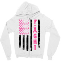 Fight Breast Survivor American Flag Breast Cancer Awareness Lover Gift Zipper Hoodie | Artistshot