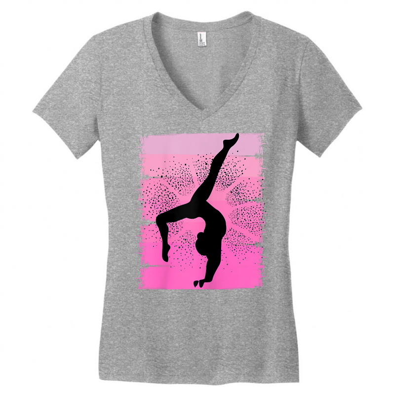 Pink Retro Gymnastics Girls Motivational Handstand Queen T Shirt Women's V-Neck T-Shirt by weidenkifinckvd | Artistshot